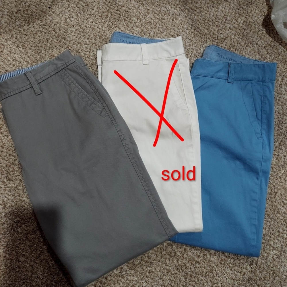 Talbots Women's Pants - Gray and Blue Girlfriend Chinos